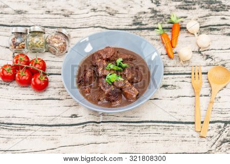 Homemade Beef cheek with wine sauce