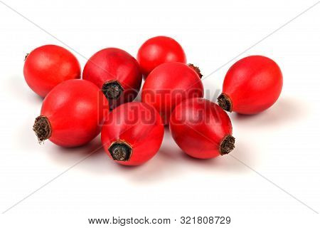 Rosehips (dog Rose Fruits) Isolated On White Background.