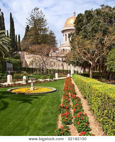 하이파 이스라엘에서 Bahai 사원 돔