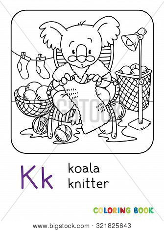 Koala Bear Knitter Abc Coloring Book. Alphabet K