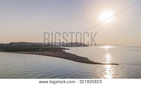 Beach At Possidi Cape On The Kasandra Peninsula. Greece. Aerial View