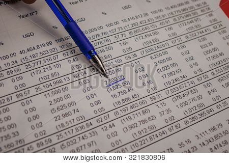 Close Up Shot Of A Pen On Stock Price Chart.