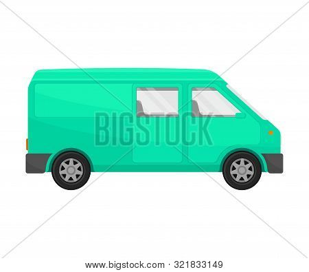 Green Combi Minivan. Vector Illustration On A White Background.