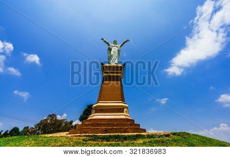 View On Cristo Statue On The Hill Next To Village Of Jerico, Colombia