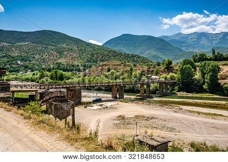 Bridge Over River Black Drin Near Fushe Muhurr In Albania