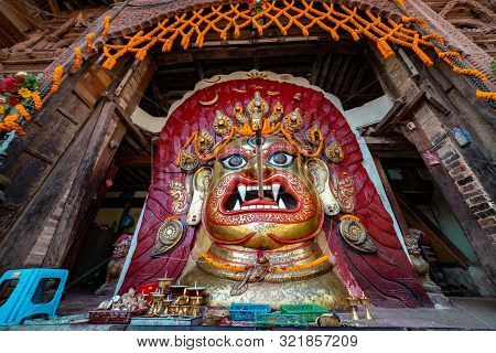 Mask Of Swet Bhairav Put On Display During Indra Jatra Festival In Kathmandu, Nepal