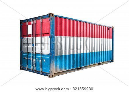 The Concept Of  Luxembourg Export-import, Container Transporting And National Delivery Of Goods. The