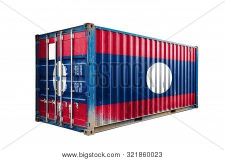 The Concept Of  Laos Export-import, Container Transporting And National Delivery Of Goods. The Trans