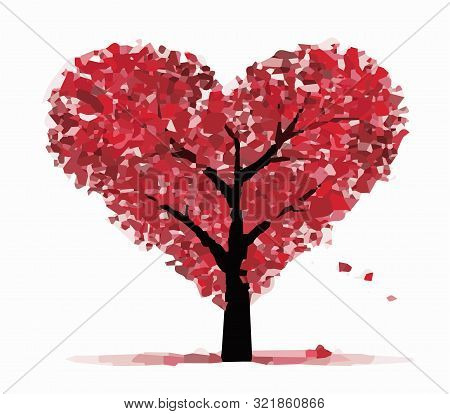 Red Heart Vector On White Background  Set, Shape, Shiny, Sign.