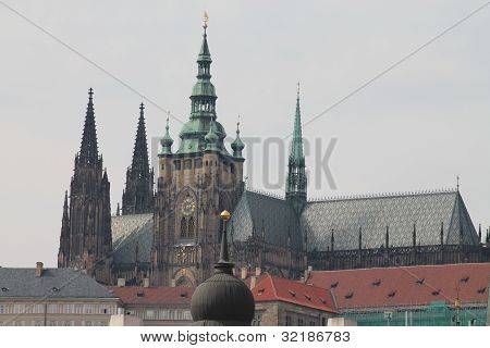 Castle view from Charles Bridge Prague.