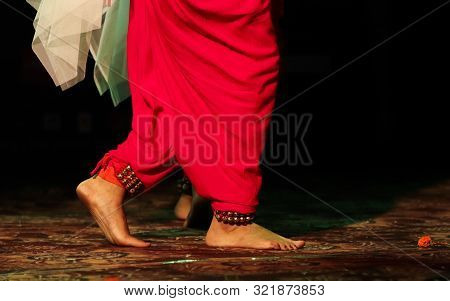 Indian Classical Dance Form In Feet With Musical Anklet With Selective Focus And Blur