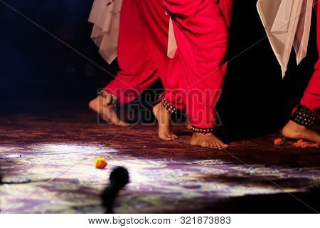 Indian Classical Dance Form In Feet With Musical Anklet With Selective Focus And Blur