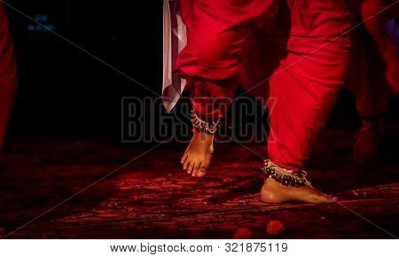 Indian Classical Dance Form In Feet With Musical Anklet With Selective Focus And Blur