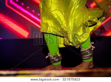 Indian Classical Dance Form In Feet With Musical Anklet With Selective Focus And Blur