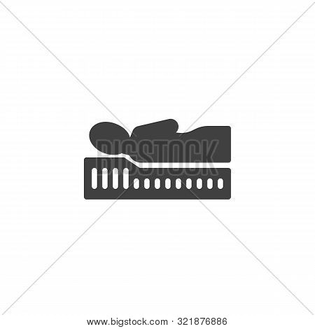 Correct Sleep With Orthopedic Mattress Vector Icon. Filled Flat Sign For Mobile Concept And Web Desi