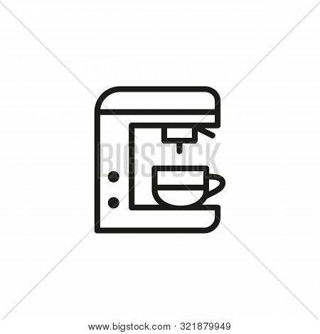 Espresso Machine Line Icon. Espresso Machine, Grains, Beverage. Coffee Concept. Vector Illustration 