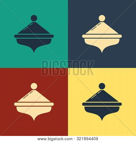 Color Hanukkah Dreidel Icon Isolated On Color Background. Vintage Style Drawing. Vector Illustration