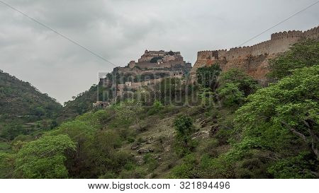 The Great Wall Of India Is Called The Fortress Walls Of Kumbalgarh Fort, India