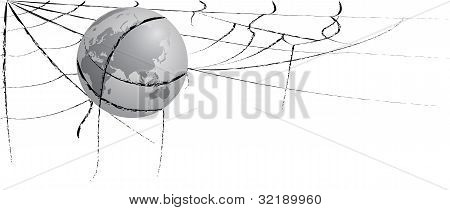 Земля, запутавшись в паутина