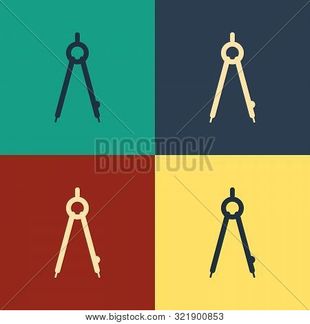 Color Drawing Compass Icon Isolated On Color Background. Compasses Sign. Drawing And Educational Too