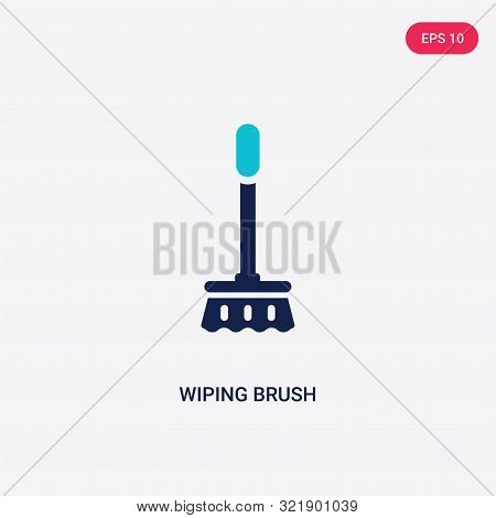 two colored wiping brush vector icon from cleaning.