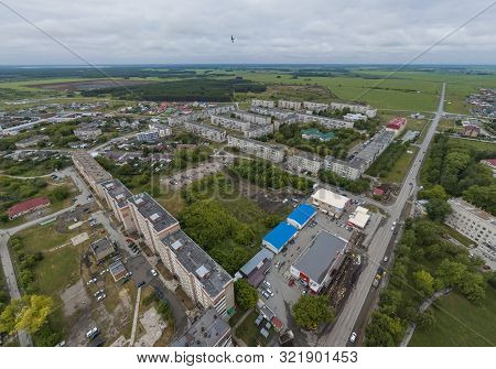 Sukhoy Log City. Aerial, Summer, Cloudy Day