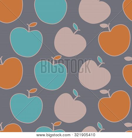 Cute Apples In Fun Fall Colors, Vector Repeat Pattern