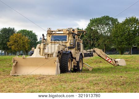Armored Wheel Loader In Deser Camouflage From German Army