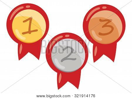 Premium Character Set. Sign Of Premium Class. Medal With A Star And Ribbon. Mark Of Distinction. Qua