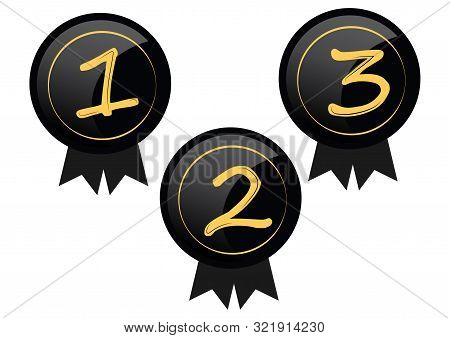 Premium Character Set. Sign Of Premium Class. Medal With A Star And Ribbon. Mark Of Distinction. Qua