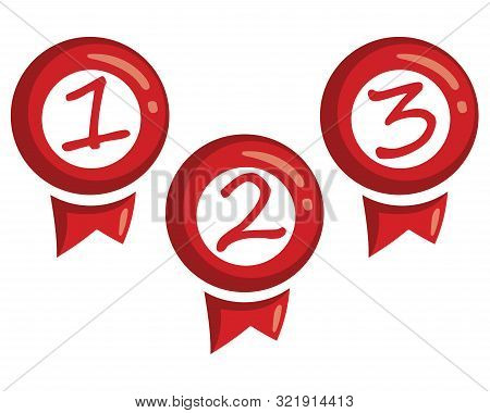 Premium Character Set. Sign Of Premium Class. Medal With A Star And Ribbon. Mark Of Distinction. Qua