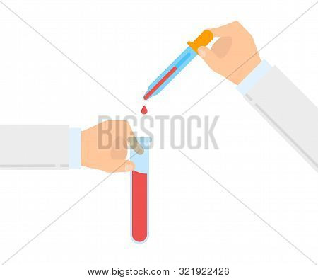 Laboratory, Test Tube And Pipette Inhand, Flat Design
