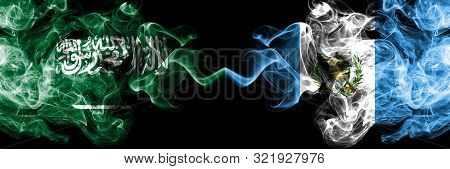 Saudi Arabia Kingdom Vs Guatemala, Guatemalan Smoky Mystic Flags Placed Side By Side. Thick Colored 