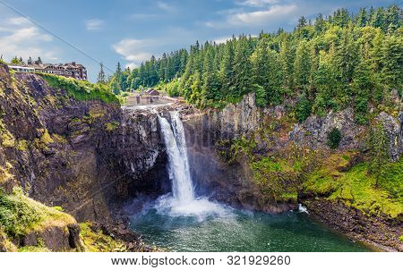 View Of Snoqualmie Falls, Near Seattle In The Pacific Northwest