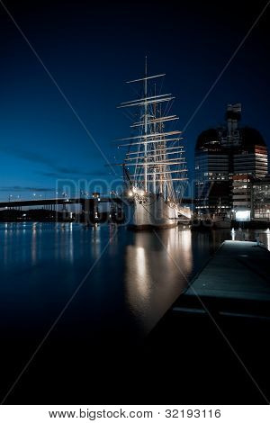 Oude schip In de haven van Göteborg
