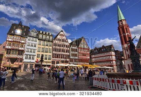 Frankfurt Am Main, Germany, August 2019. The Römerberg
