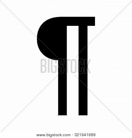 Black Pilcrow Sign Isolated On White Background