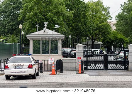Washington Dc, Usa - June 9, 2019: The Entrance Gate To The White House In Washington Dc