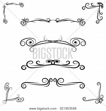 Hand Drawn Flourishes Swirls, Page Dividers, Border Decor Design Elements
