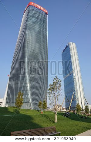 Milan, Italy - 03 March 2019: Zaha Hadid Architects, New Generali Tower - Twisted Skyscraper, Organi