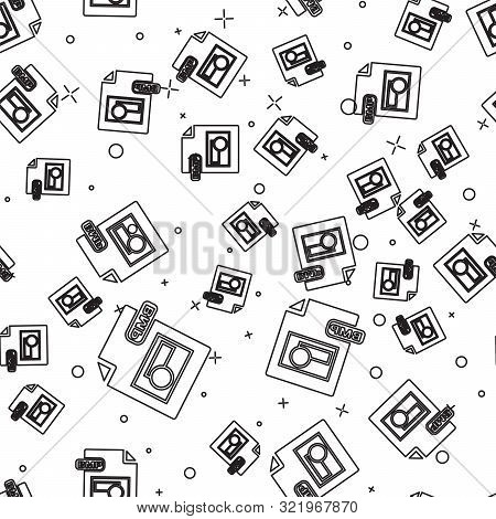 Black Line Bmp File Document. Download Bmp Button Icon Isolated Seamless Pattern On White Background