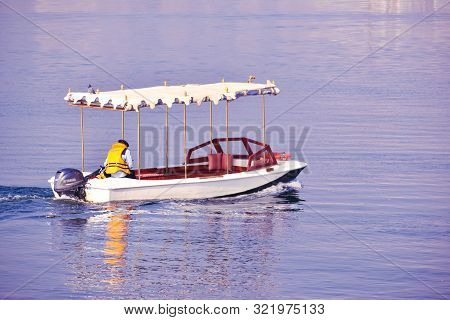 Udaipur, Rajasthan / India: 8 September 2019: Abstract Background Of Boat Ride In Lake Pichola, Udai