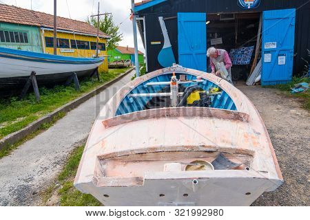 Ile Doleron, France - May 10, 2019: Robert Leglise Shipyard Oleron Maritime Heritage. Port Le Chatea