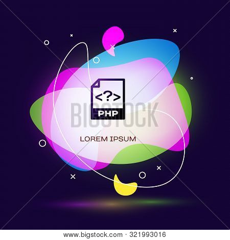 Black Php File Document. Download Php Button Icon Isolated On Dark Blue Background. Php File Symbol.