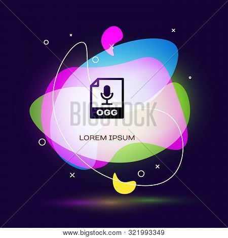 Black Ogg File Document. Download Ogg Button Icon Isolated On Dark Blue Background. Ogg File Symbol.