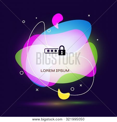 Black Password Protection And Safety Access Icon Isolated On Dark Blue Background. Lock Icon. Securi