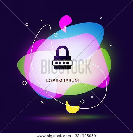 Black Password Protection And Safety Access Icon Isolated On Dark Blue Background. Lock Icon. Securi
