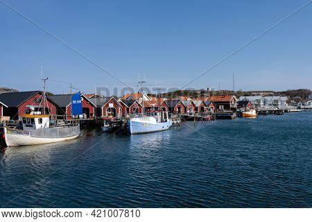 April 17, 2021 - Hamburgsund, Sweden: A Picturesque Fishing Village On The Swedish West Coast. Tradi