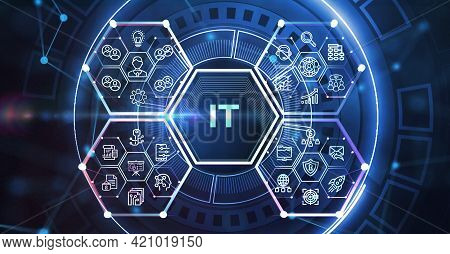 It Consultant Presenting Tag Cloud About Information Technology 3d Illustration