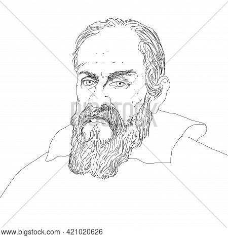 Realistic Illustration Of The Italian Astronomer Galileo Galilei